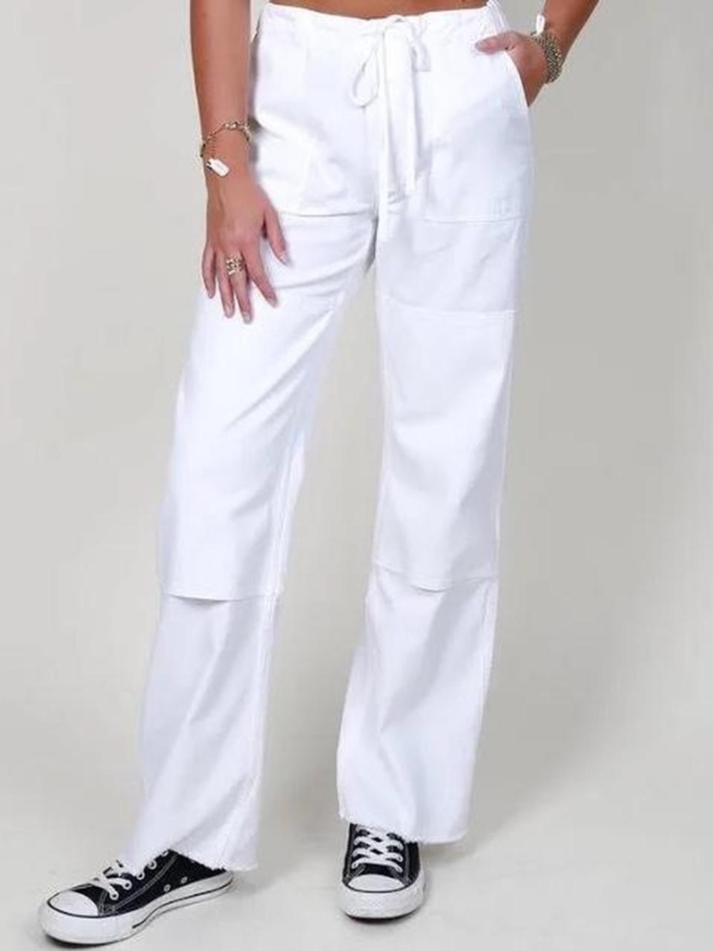 Re/Done white drawstring pants Size 28 NWT long jeans beach cargo